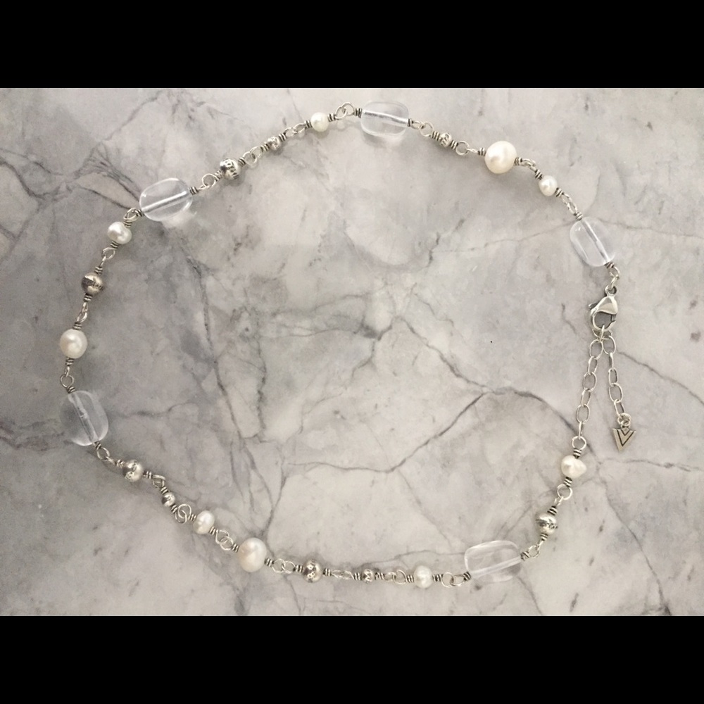Silpada Sterling Silver Crystal and Pearl Necklace